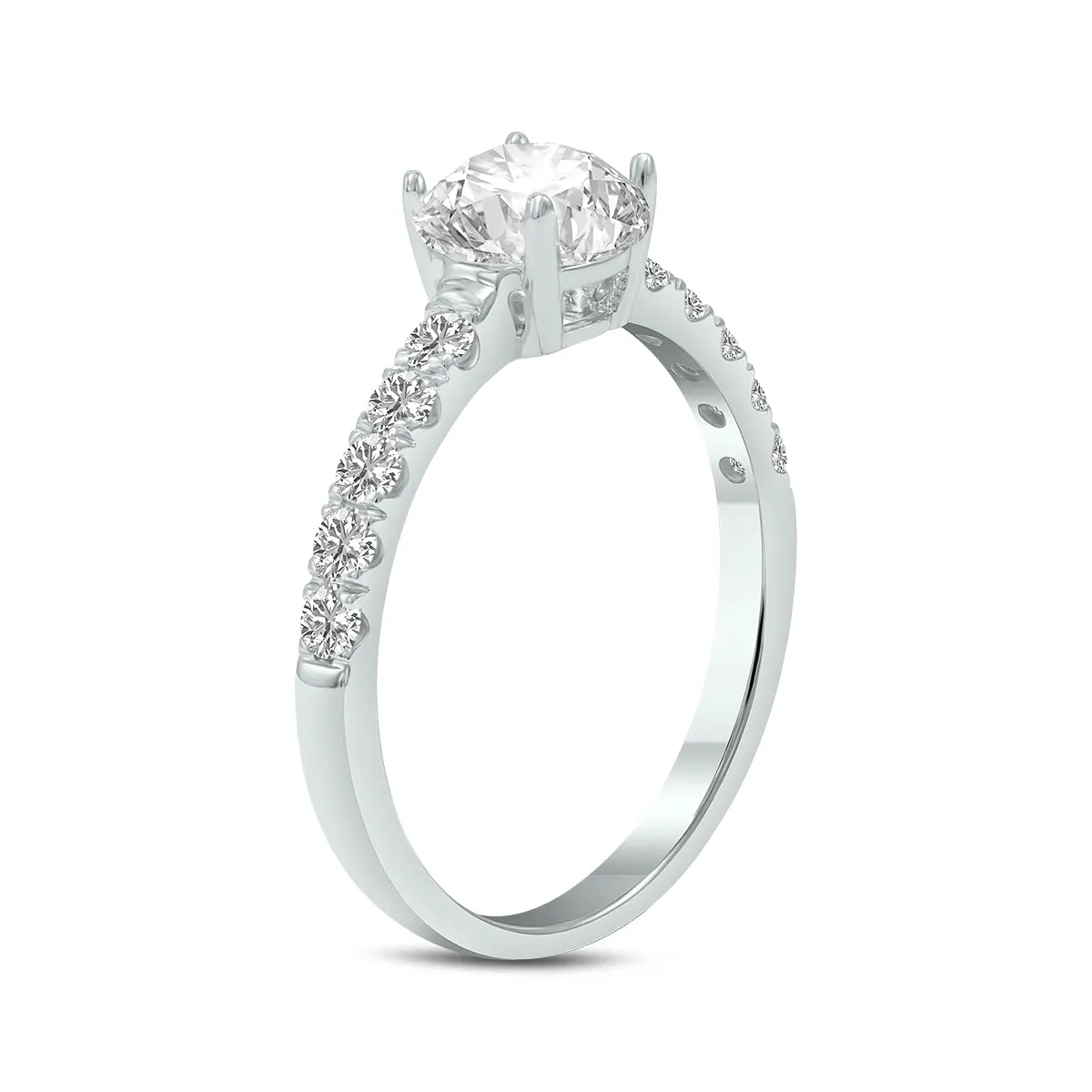 1 3/8 Carat Tw Round Lab Grown Diamond Engagement Ring In 14K White Gold