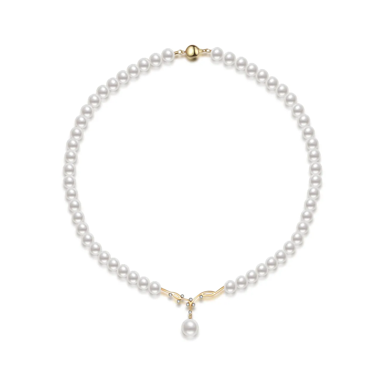 18K Gold Freshwater Pearl Necklace KN00078 | STARRY