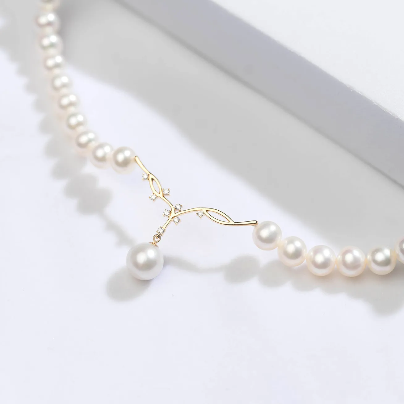 18K Gold Freshwater Pearl Necklace KN00078 | STARRY