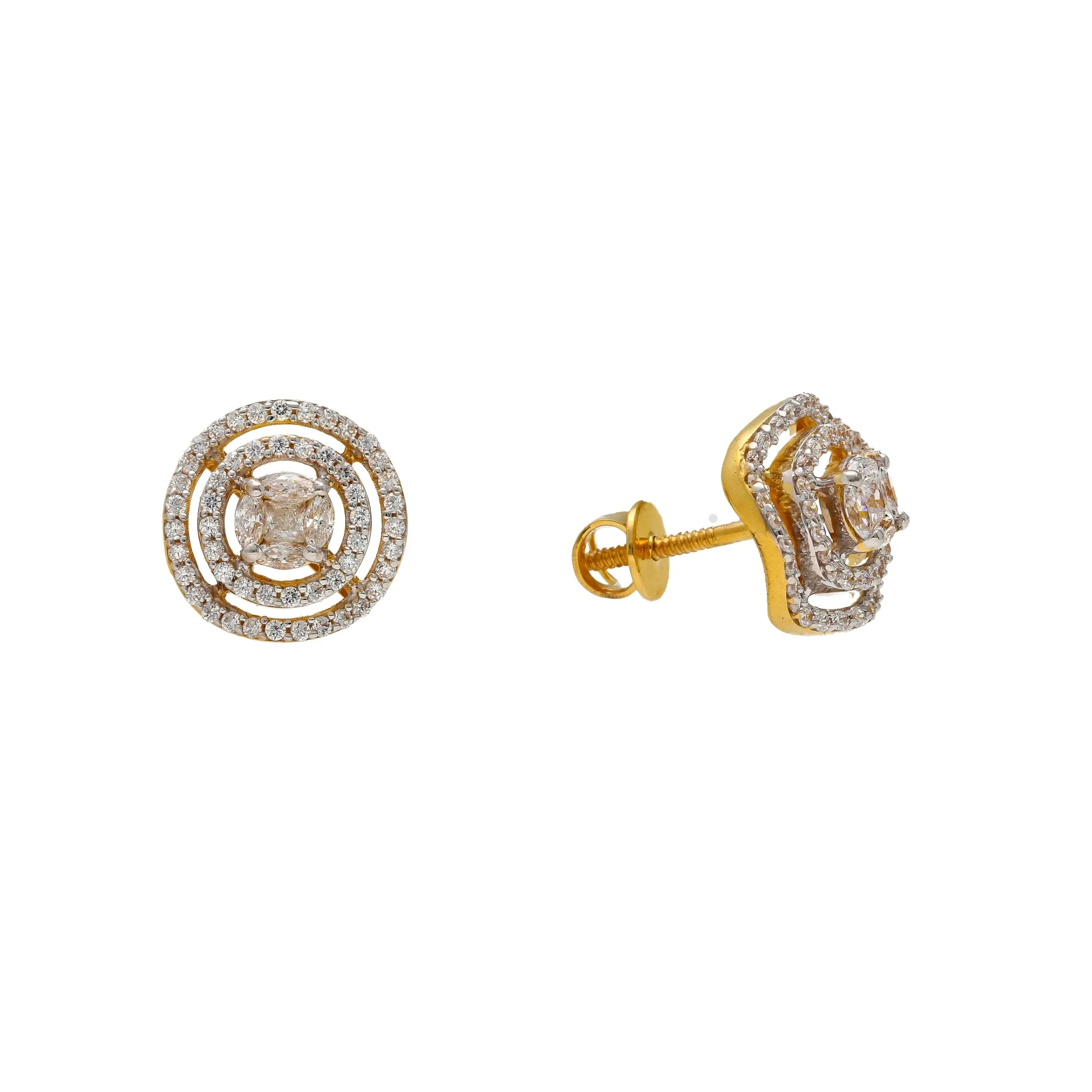 22K Yellow Gold & CZ Stud Earrings (4.7gm)