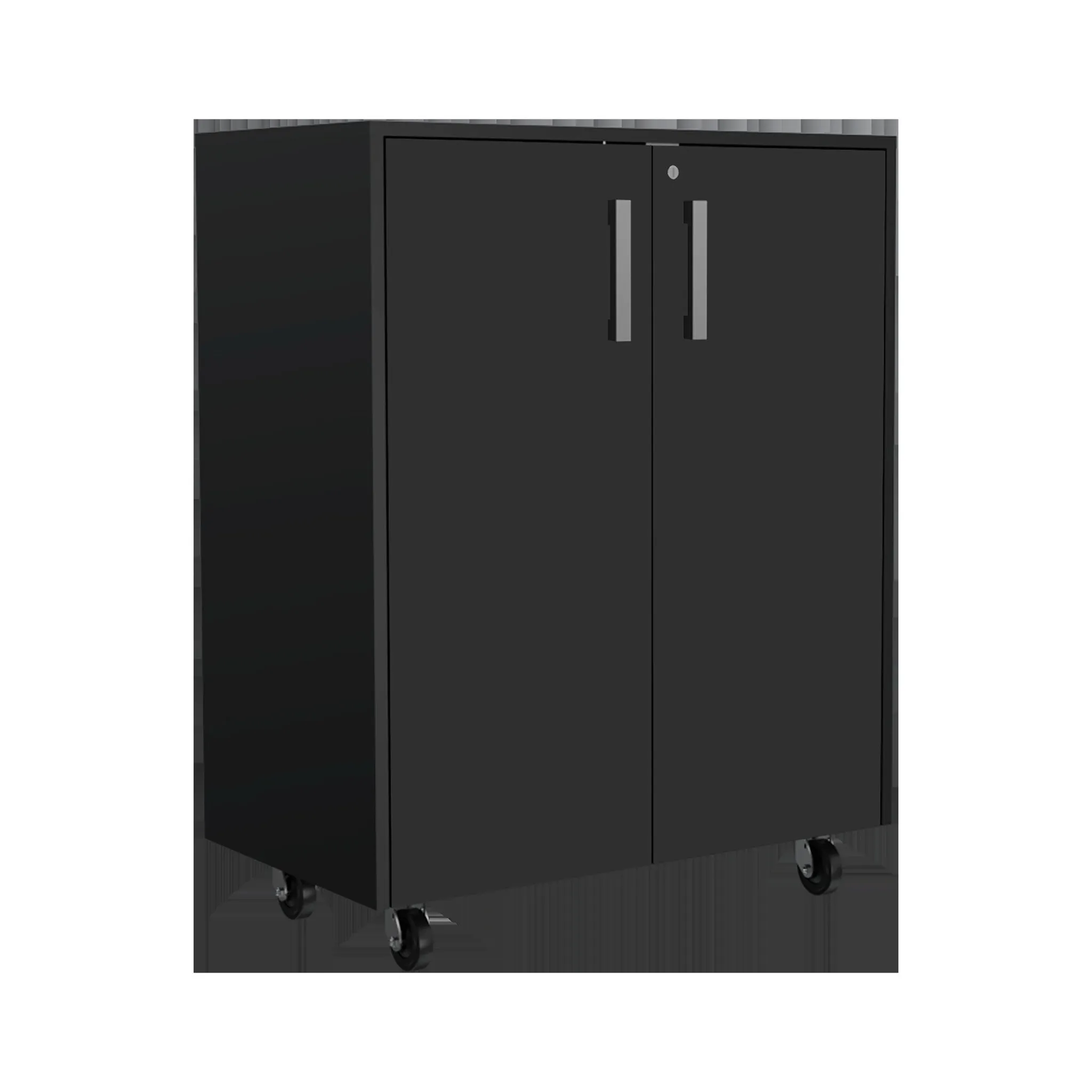 28 Black Wall mounted Accent Cabinet With Eight Shelves And Six Drawers