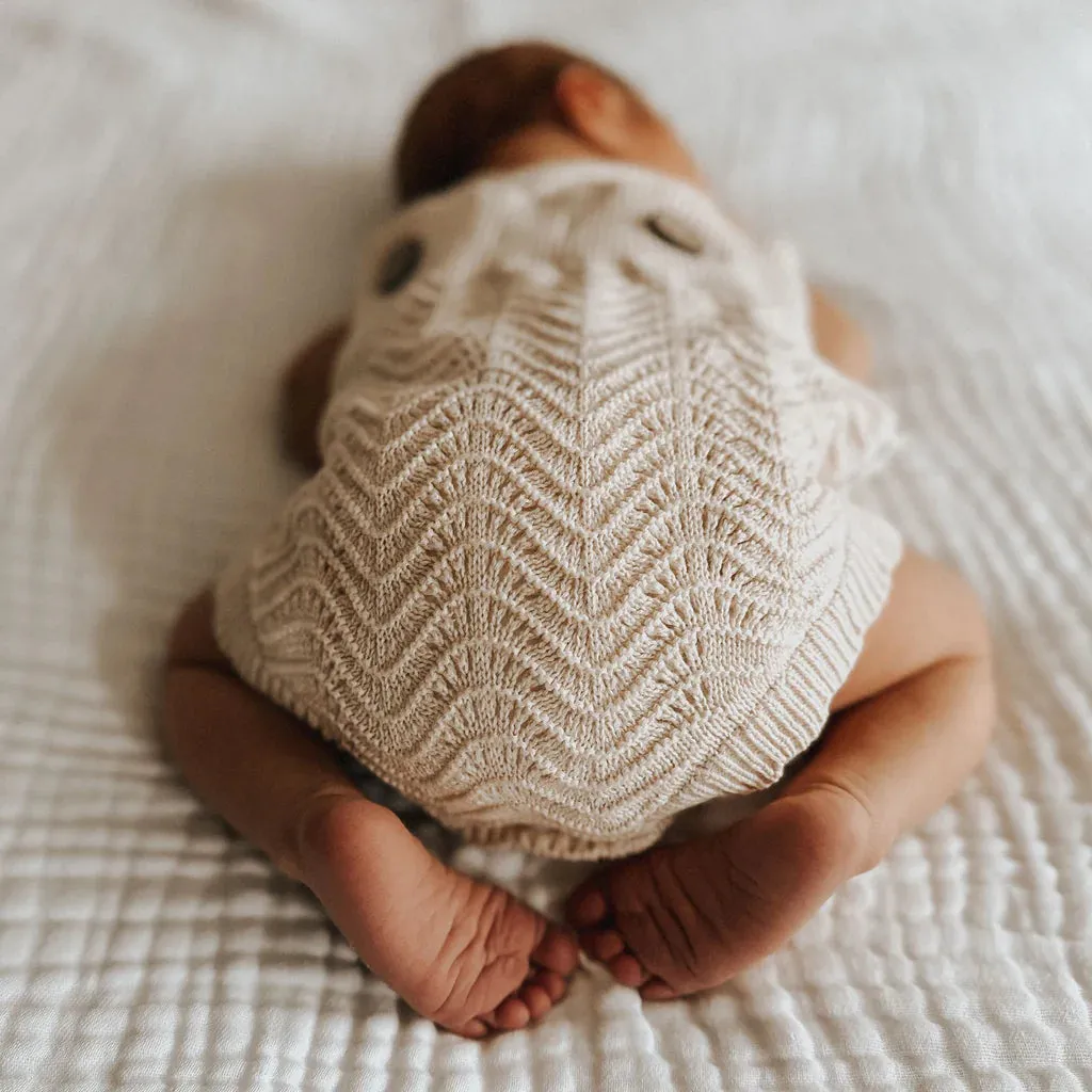 3 Little Crowns Wave Knit Bodysuit - Oat