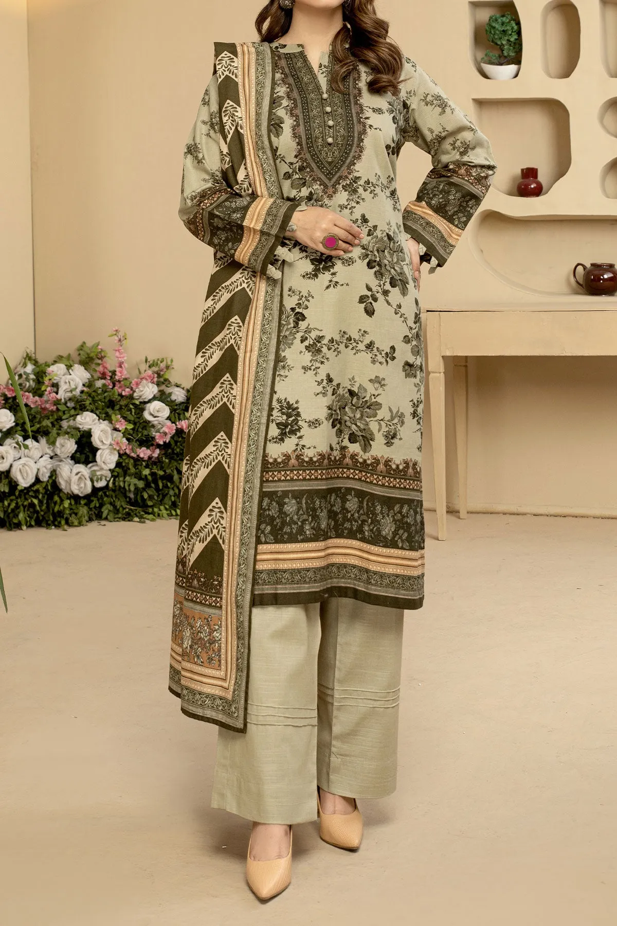 3 PIECE DIGITAL PRINT KHADDAR  | KS-06