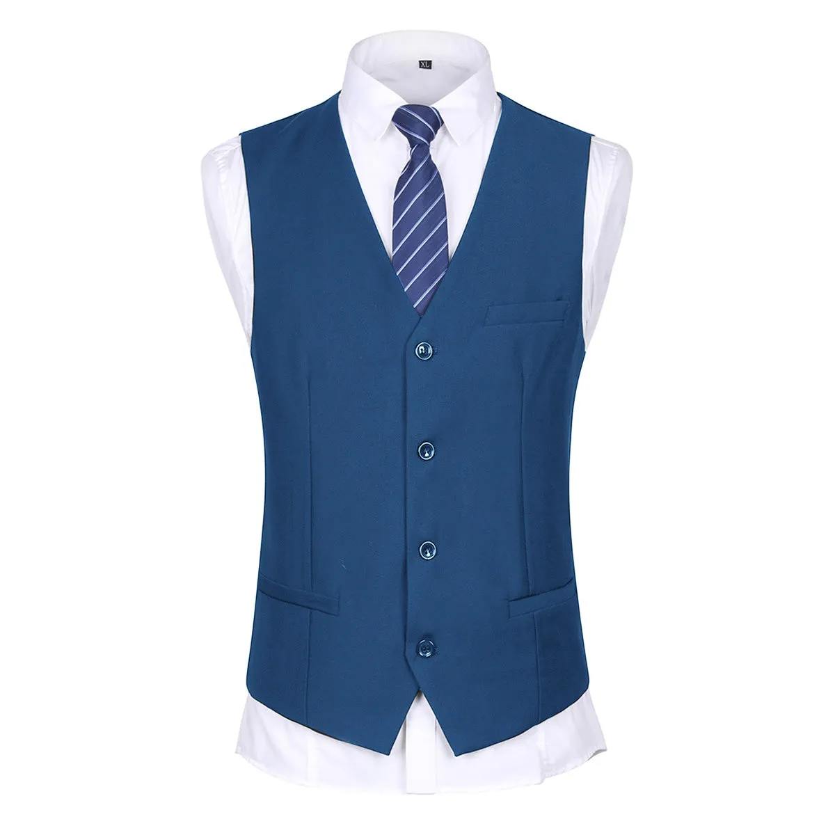 3-Piece Notched Lapel Casual Suit SteelBlue