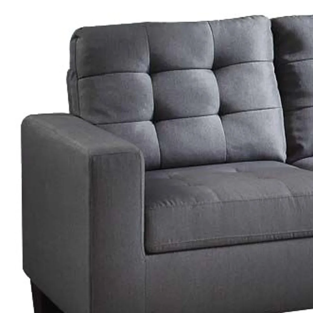 32 Gray And Black Linen Sofa With Ottoman