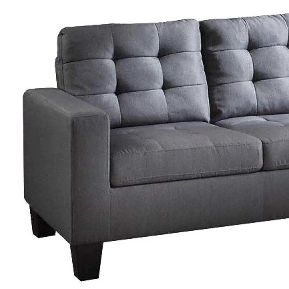 32 Gray And Black Linen Sofa With Ottoman