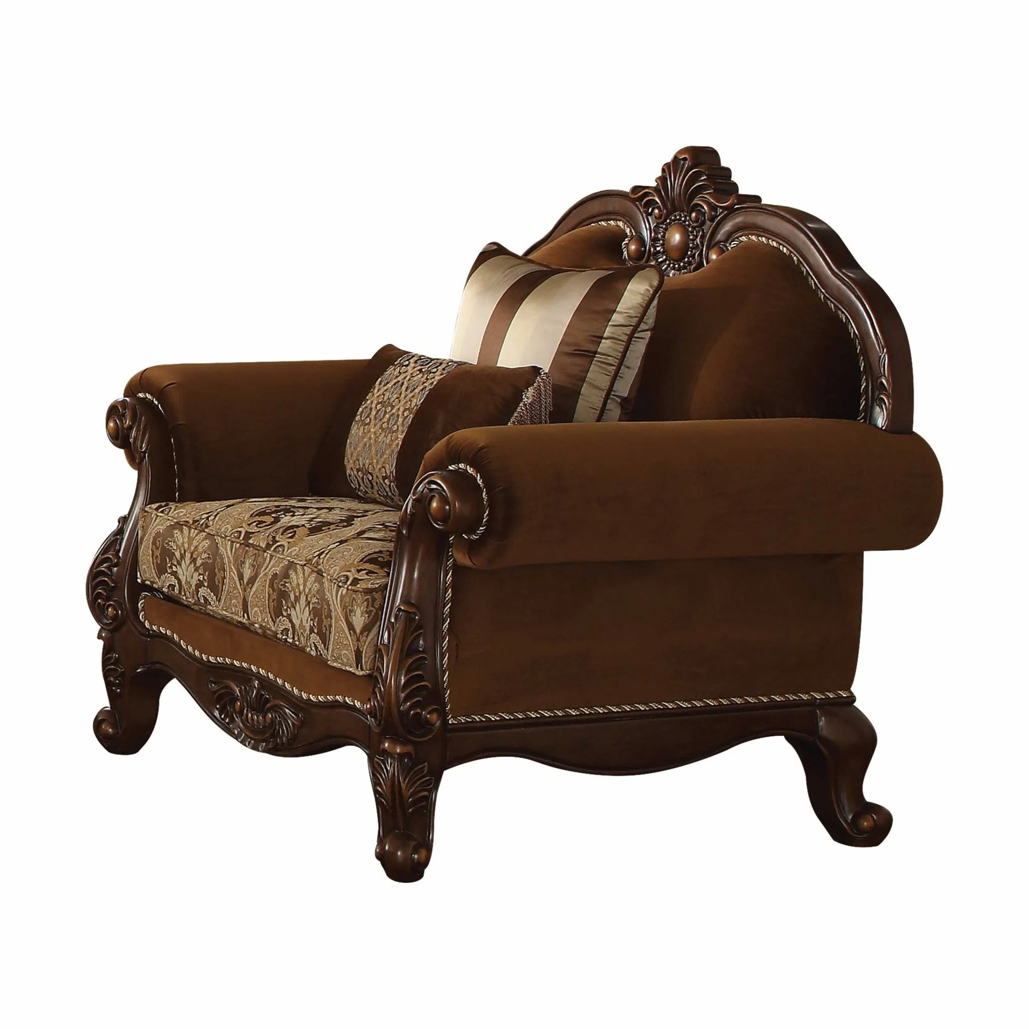 37 Brown Velvet Damask Club Chair