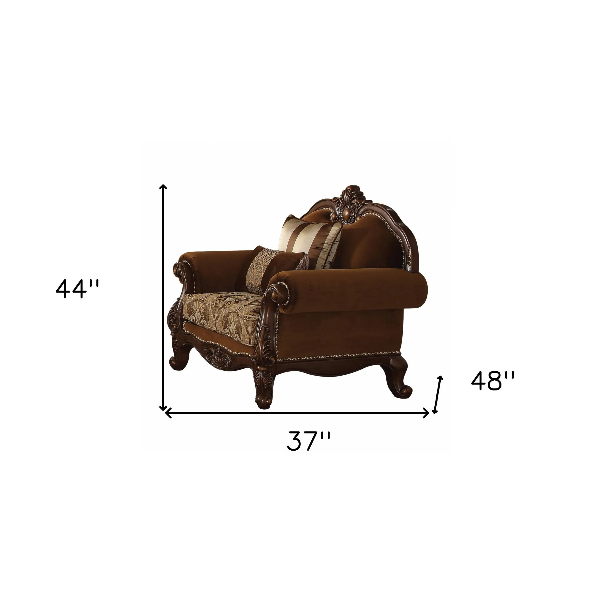 37 Brown Velvet Damask Club Chair