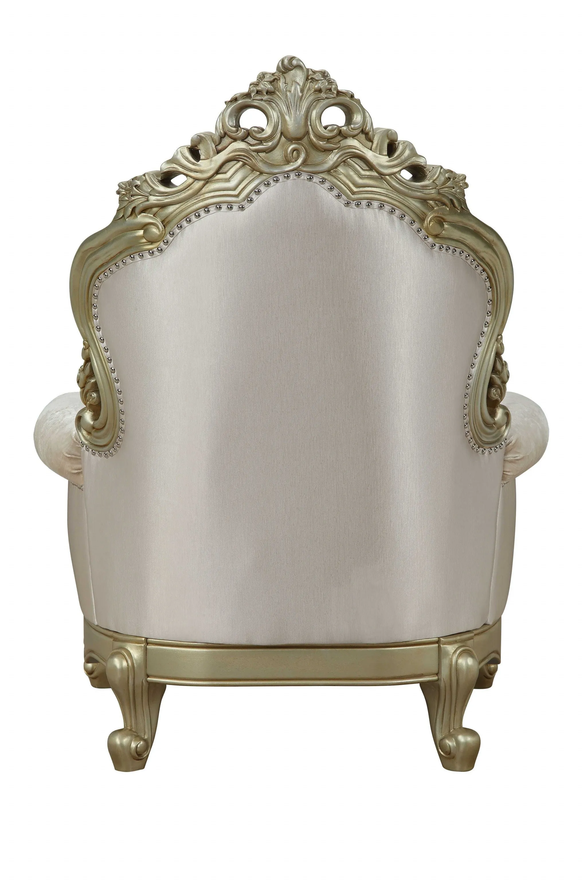 40 White And Pearl Fabric Damask Tufted Chesterfield Chair