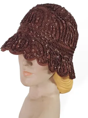 40s Does 20s Cloche Hat in Brown Wool With Sequins