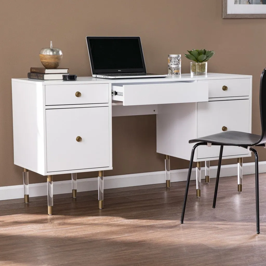 55 White Writing Desk With Four Drawers