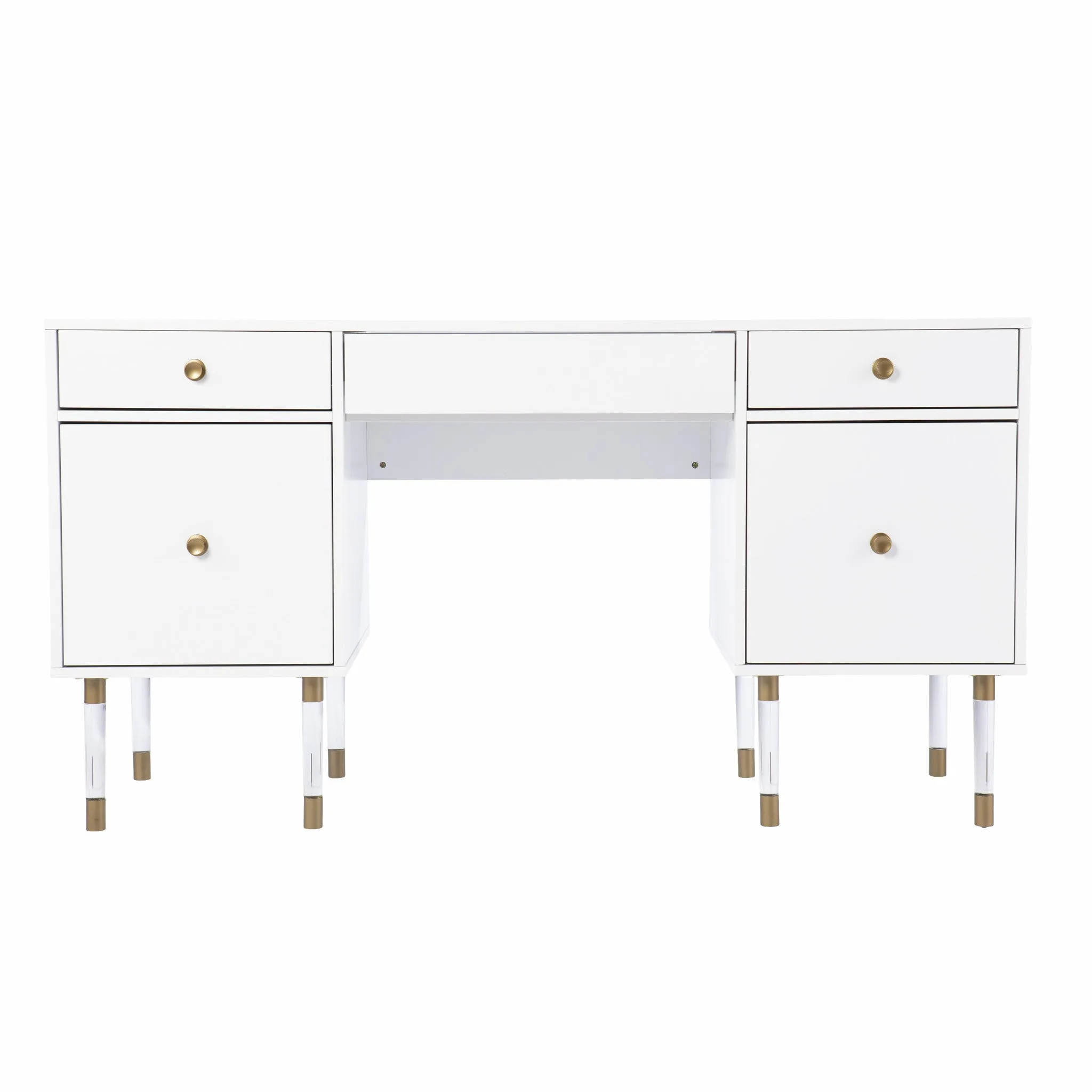 55 White Writing Desk With Four Drawers