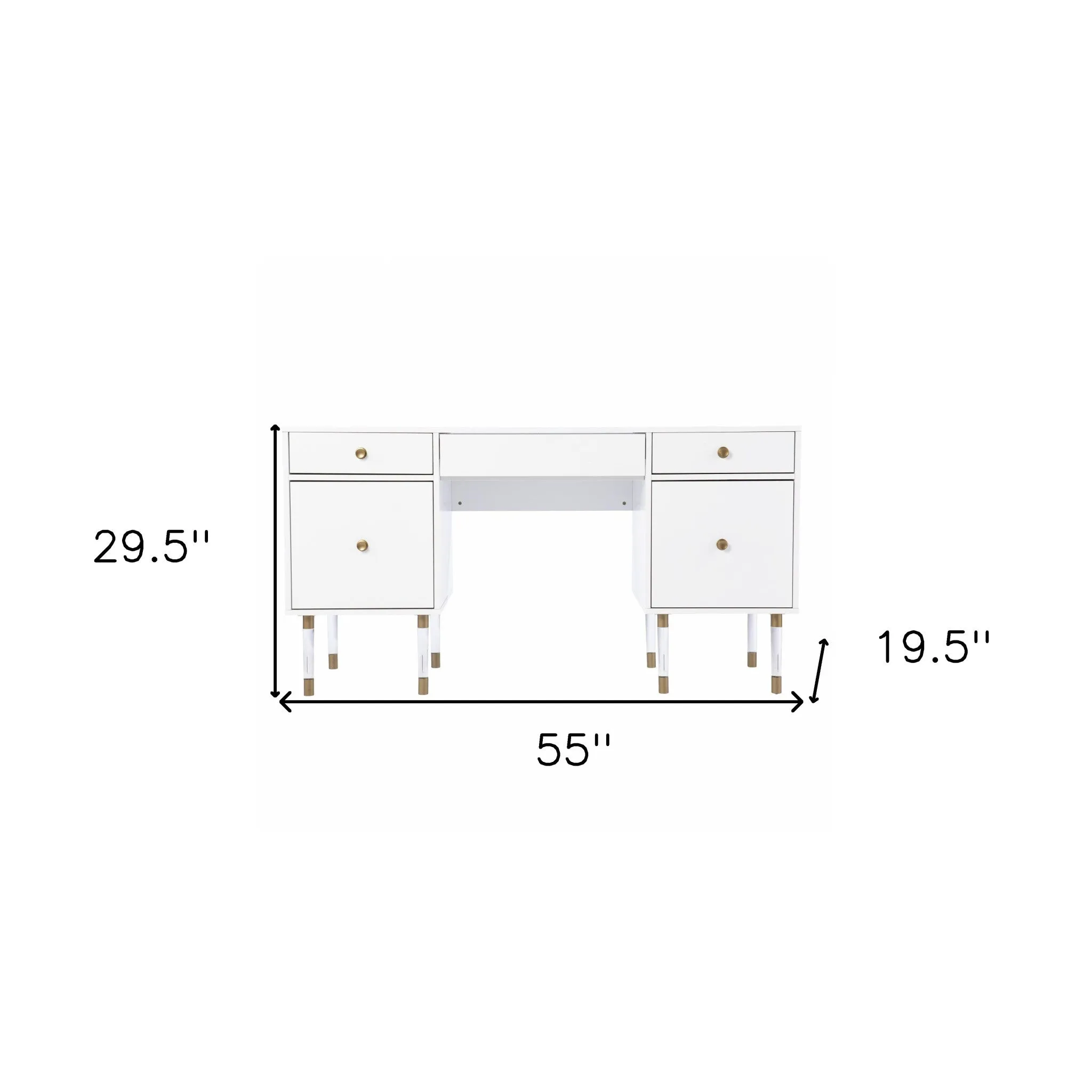 55 White Writing Desk With Four Drawers