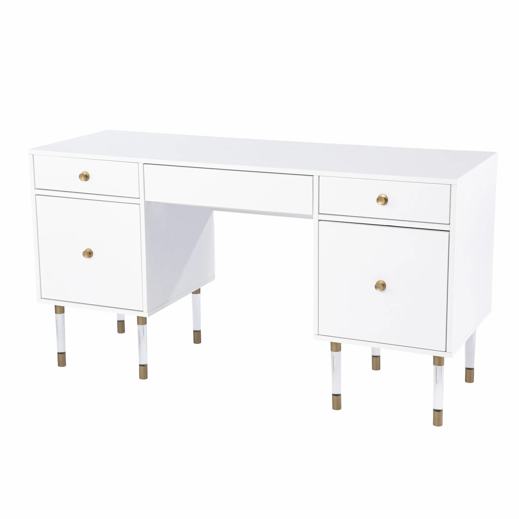 55 White Writing Desk With Four Drawers