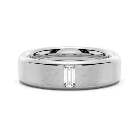 5.7mm Satin Finish Emerald Cut Moissanite Men's Wedding Band