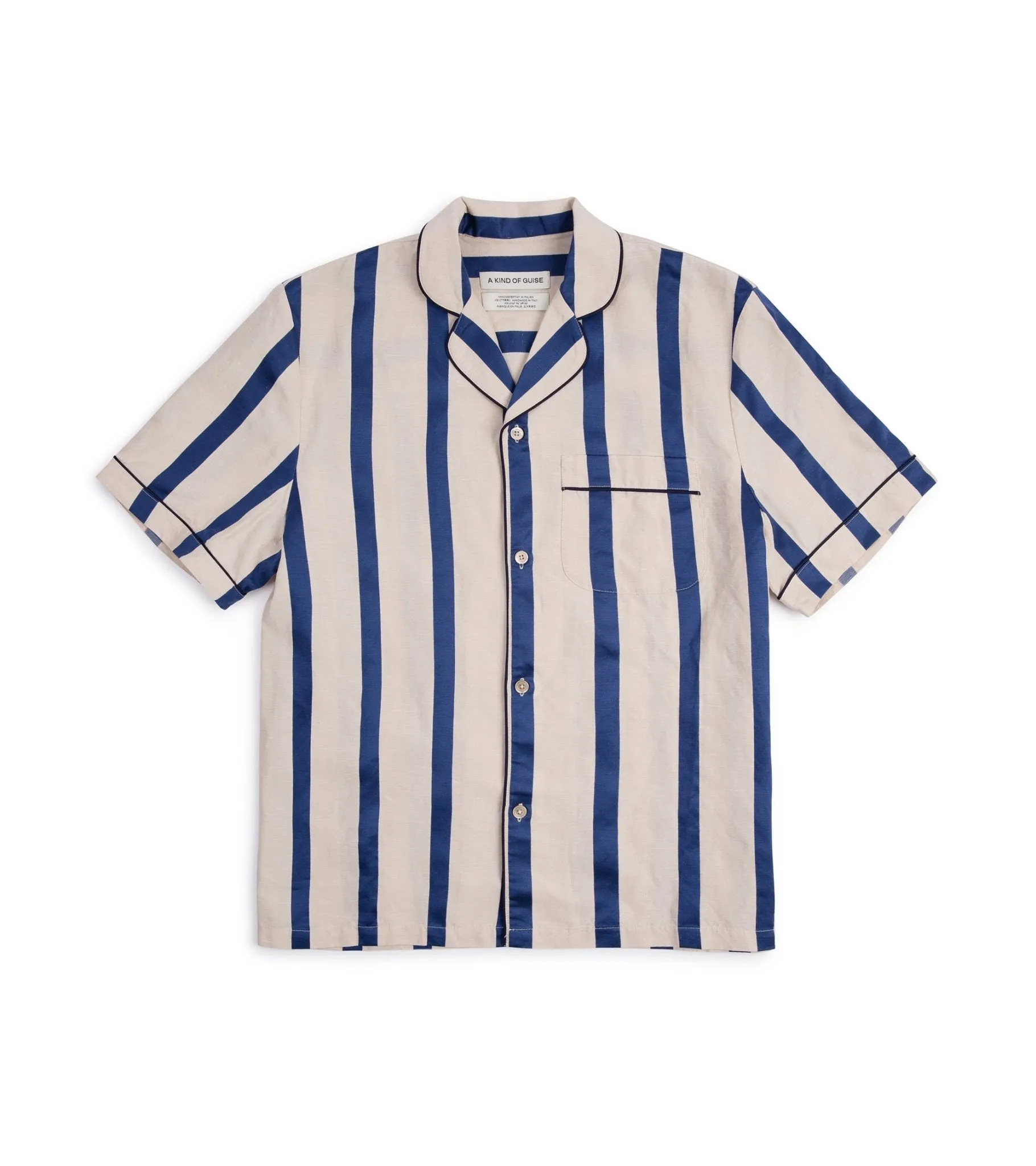 A Kind of Guise Tencel Linen Cesare Stripe Shirt: Bold Laguna