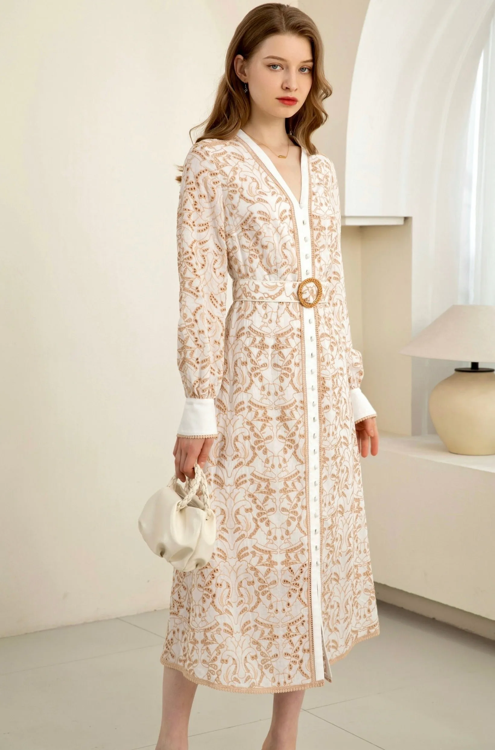 Agnes Long Sleeve Embroidery Dress