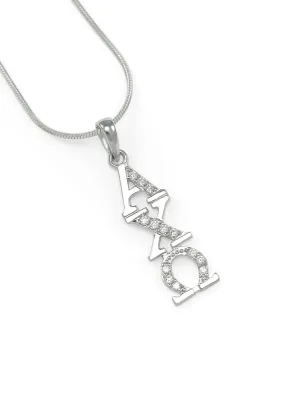 Alpha Chi Omega sterling silver lavaliere with simulated diamonds