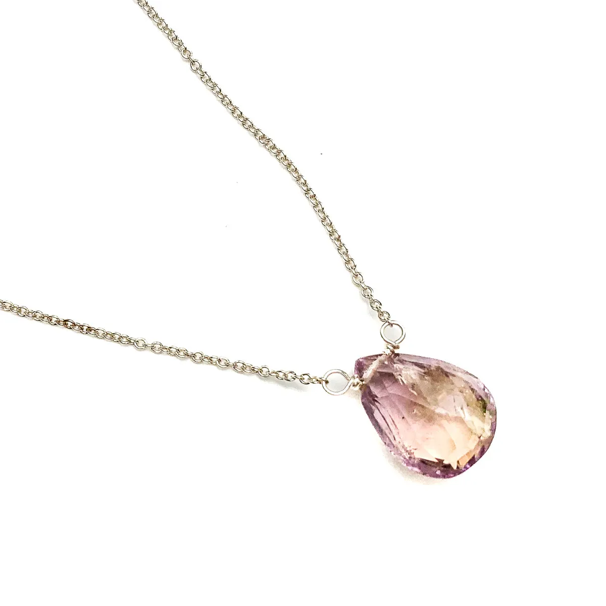 Ametrine Necklace on Sterling Silver Chain with Sterling Silver Trigger Clasp