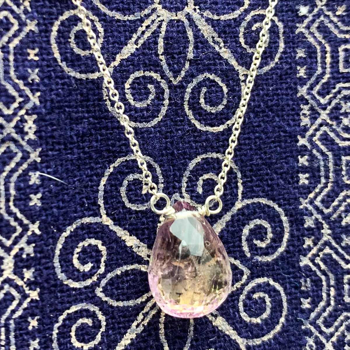 Ametrine Necklace on Sterling Silver Chain with Sterling Silver Trigger Clasp