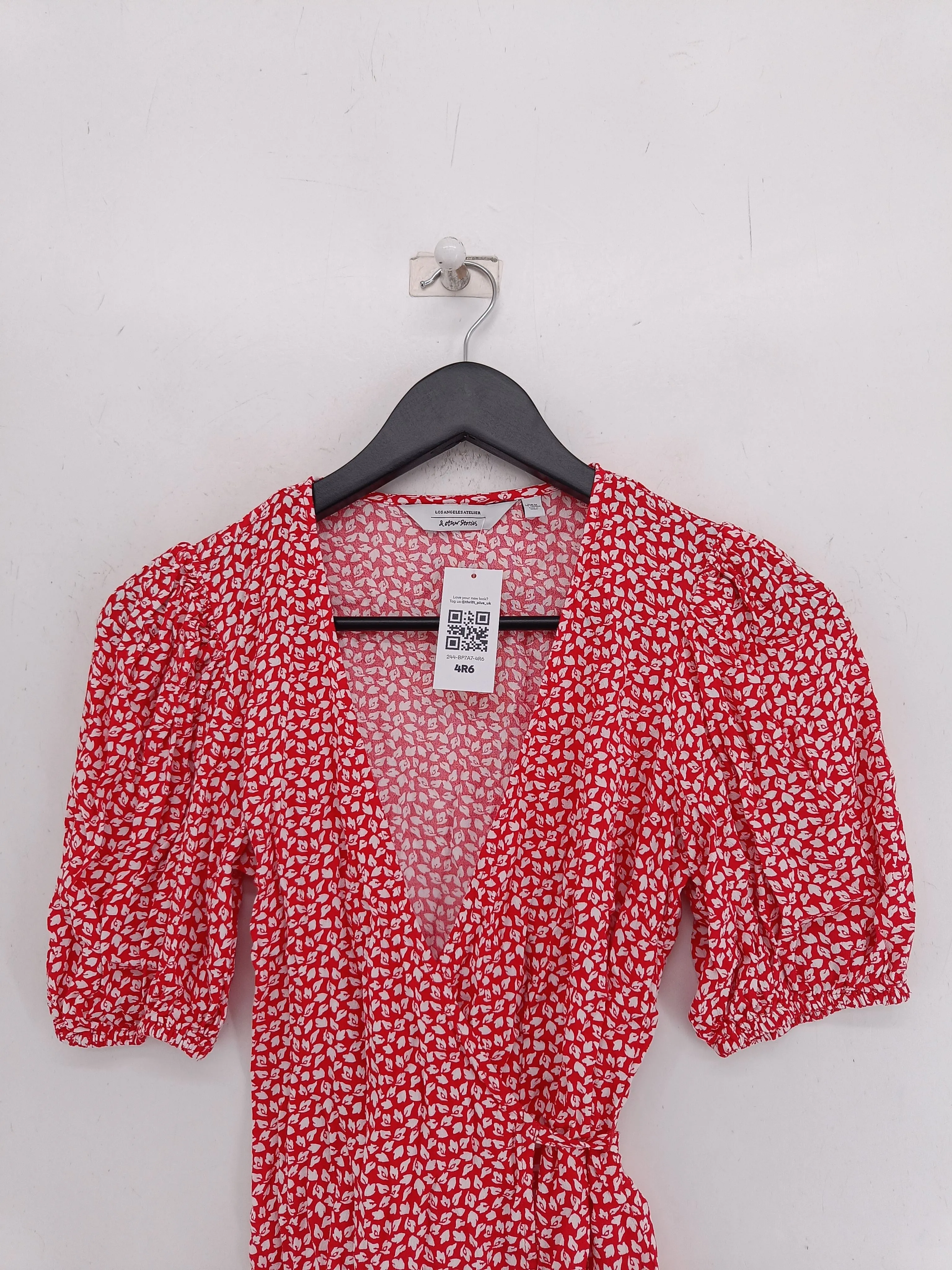 & Other Stories Women's Blouse UK 6 Red 100% Viscose