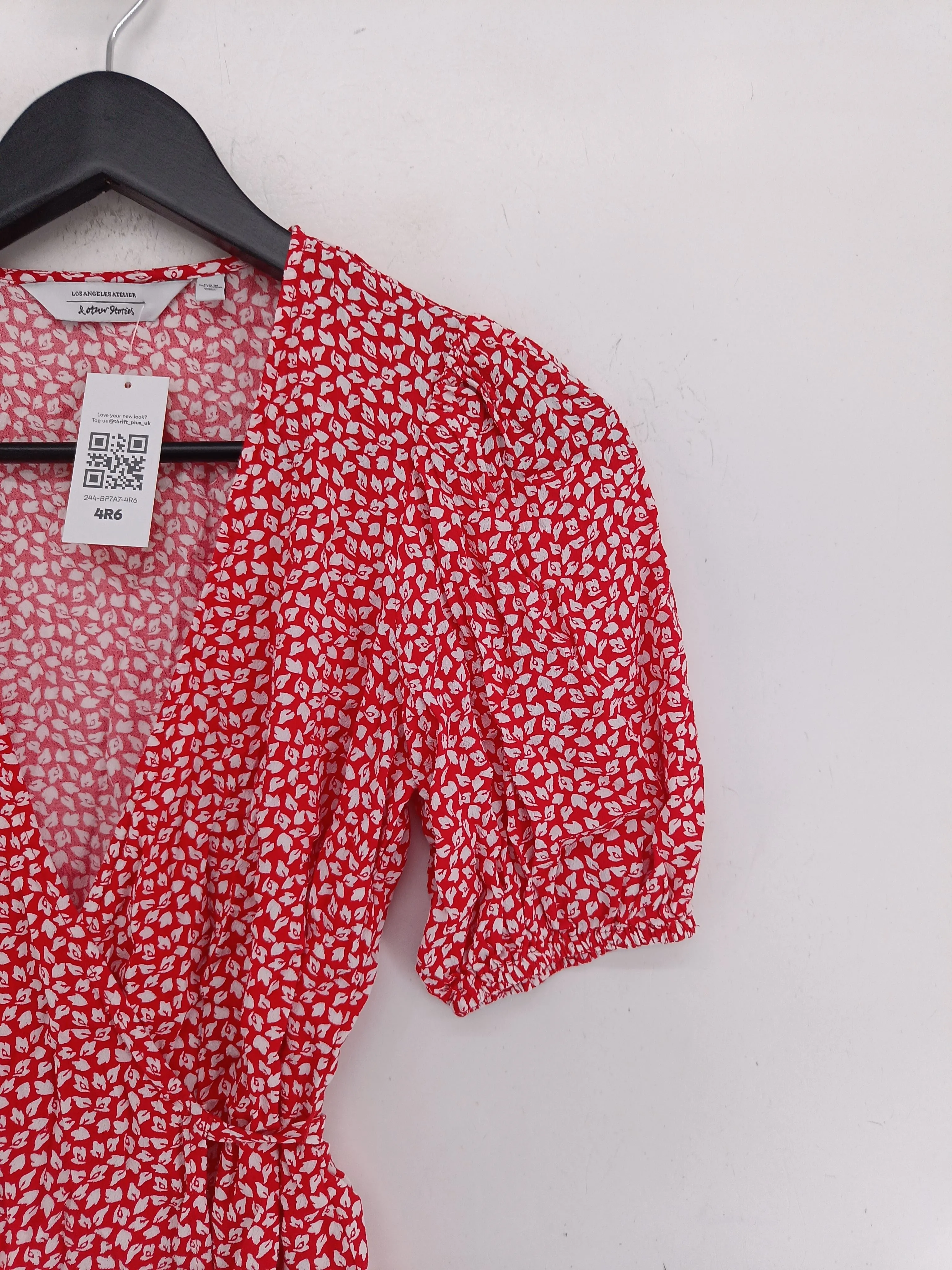 & Other Stories Women's Blouse UK 6 Red 100% Viscose