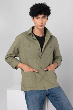 Aquae Lava Green Linen Overshirt