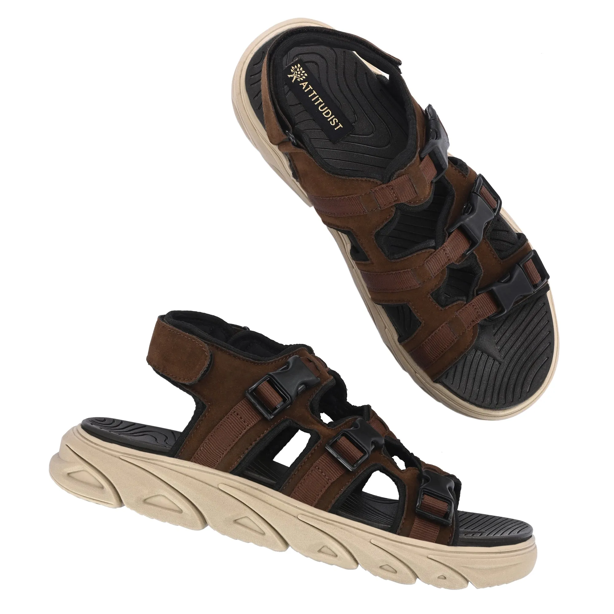 Attitudist Unisex Handcrafted Brown Casual Sandal