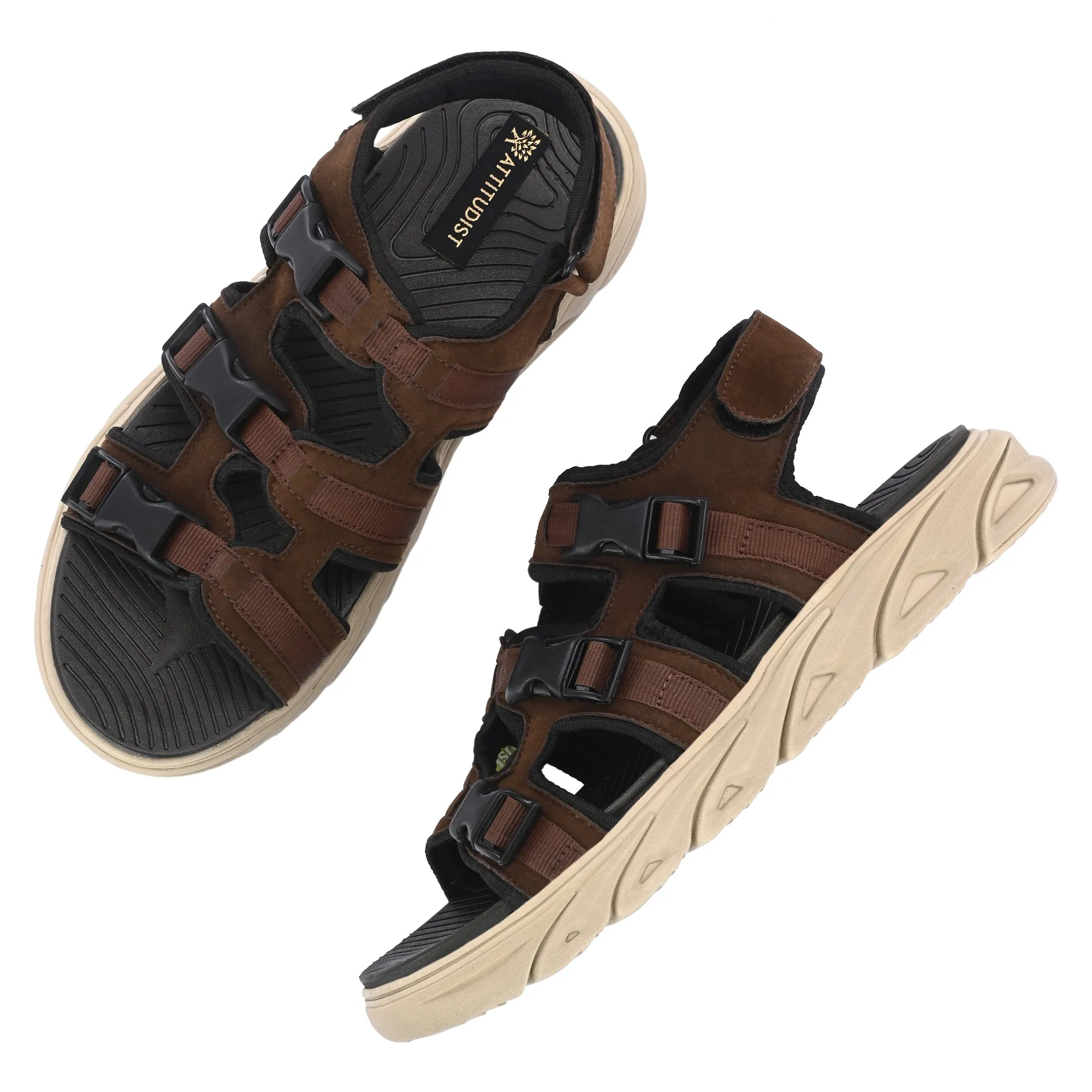 Attitudist Unisex Handcrafted Brown Casual Sandal