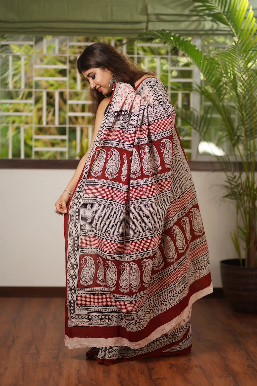 Bagh Hand Block Printed Mul Cotton Saree