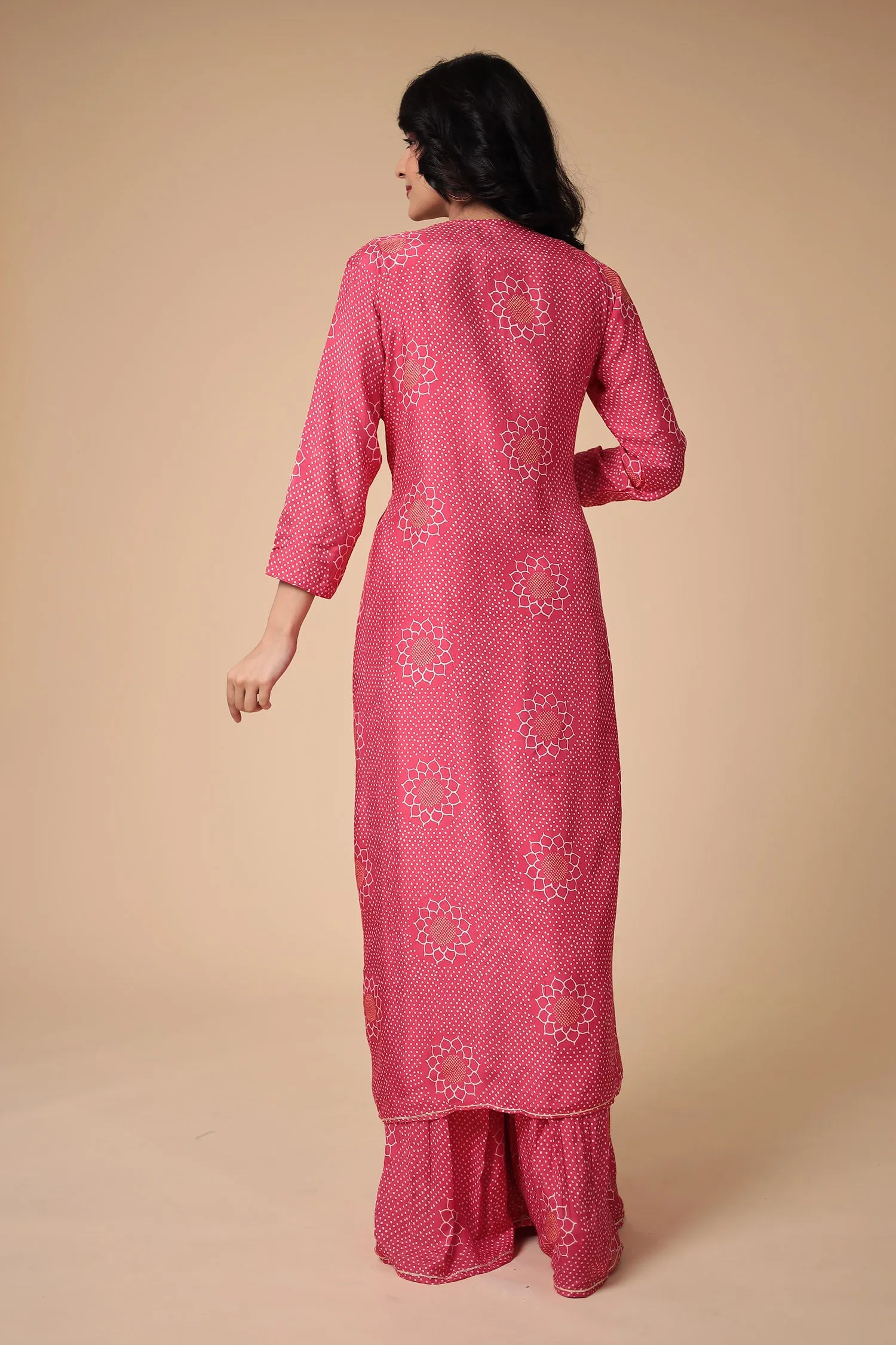 Bandhej Silk Blend Indowestern with Embroidered work.