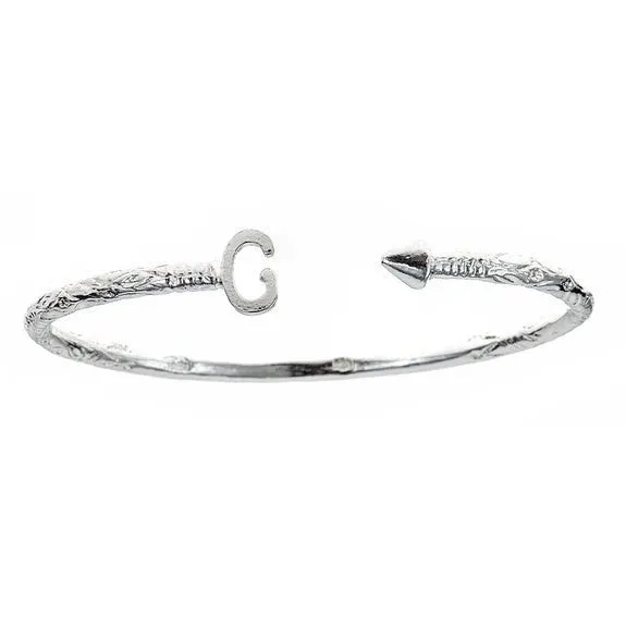 Better Jewelry Personalized Letter   Arrow End West Indian Bangle .925 Sterling Silver