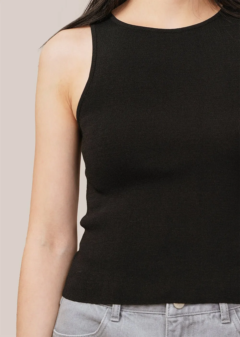 Black Cut-Out Sleeveless Top