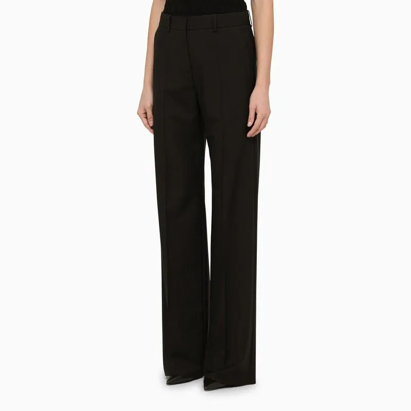 BLACK WOOL PALAZZO TROUSERS