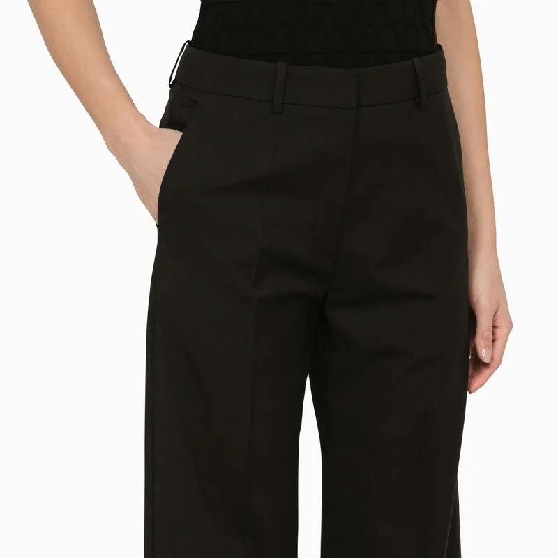 BLACK WOOL PALAZZO TROUSERS