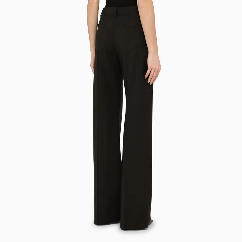 BLACK WOOL PALAZZO TROUSERS