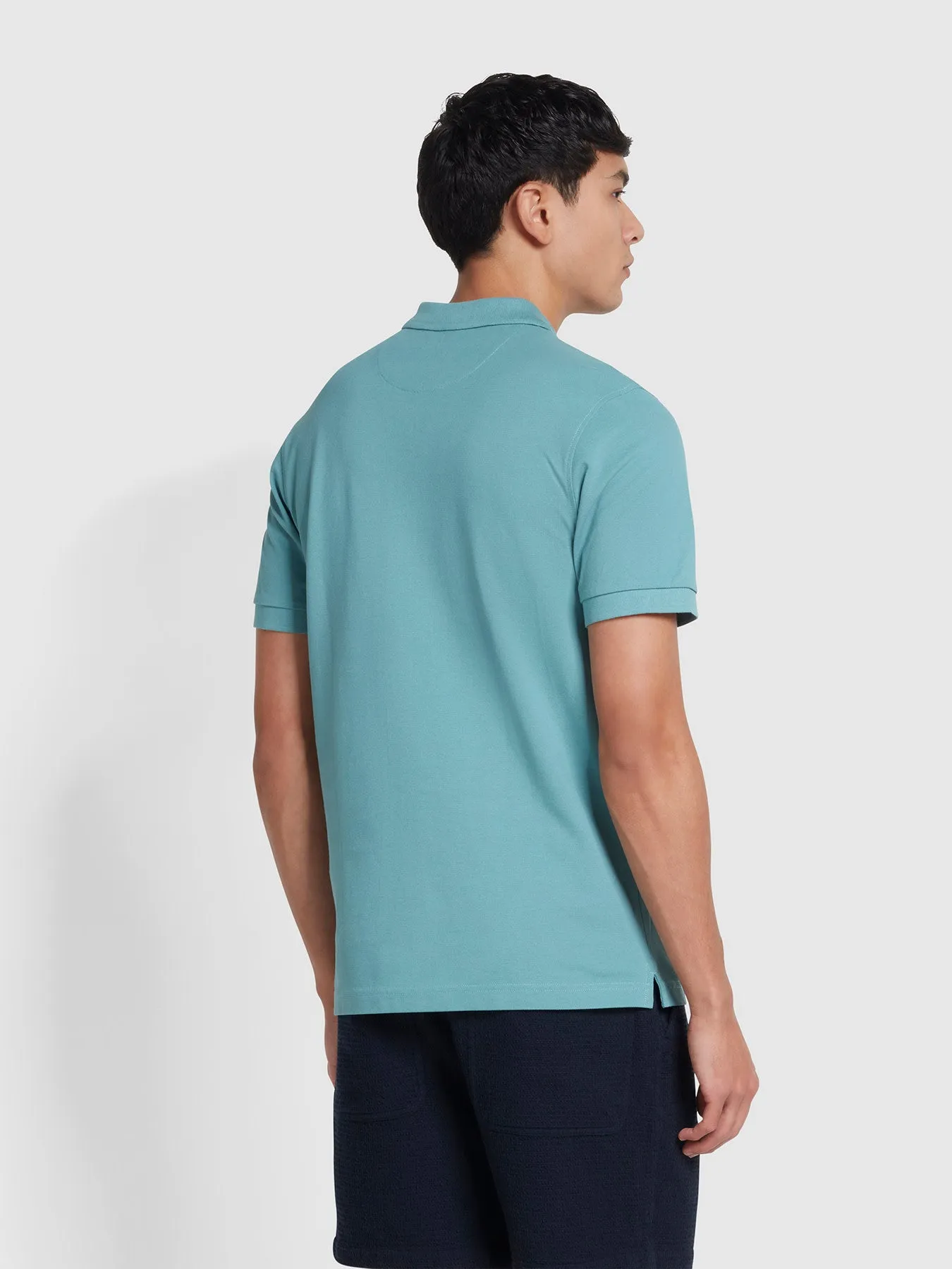 Blanes Organic Cotton Short Sleeve Polo Shirt In Brook Blue