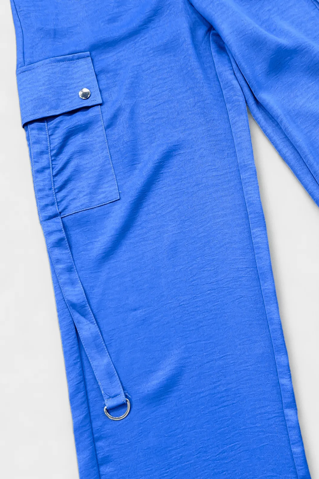 Blue Wide Leg Cargo Pants