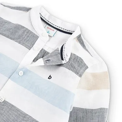 Boboli long-sleeved shirt for children and boys in striped linen 736387-9053