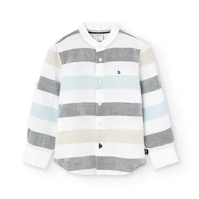 Boboli long-sleeved shirt for children and boys in striped linen 736387-9053