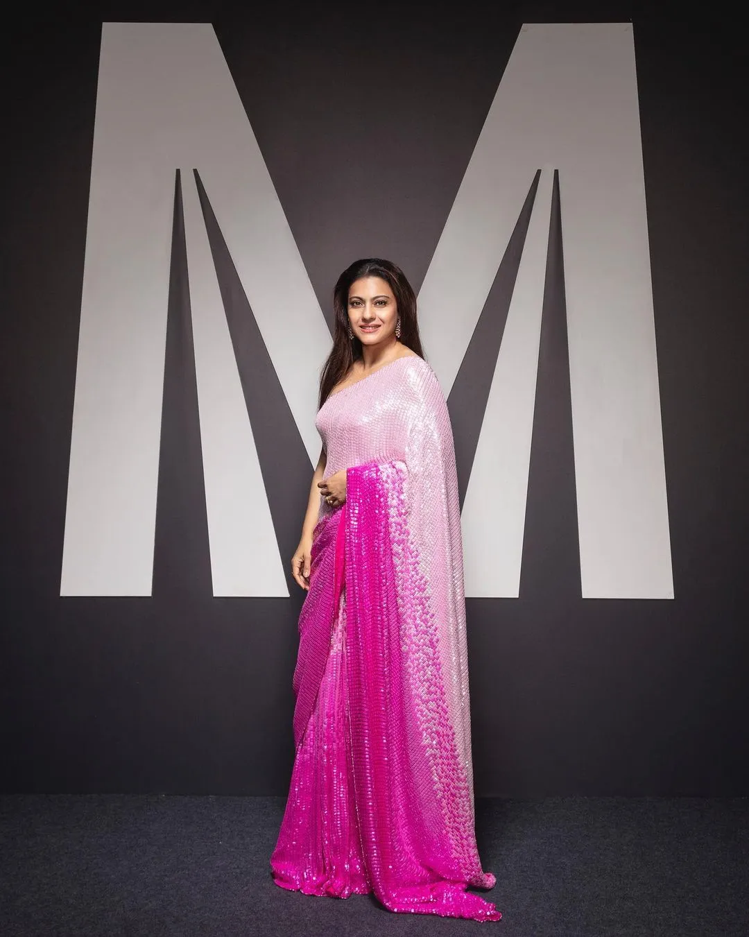 Bollywood Celebrity Kajol Degan Inspired Bollywood Replica Pink Sequins Saree-SSS001KD