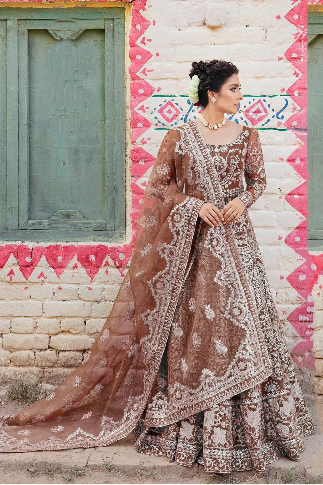 Bridal Heavy Embroidered Anarkali Set - Rent