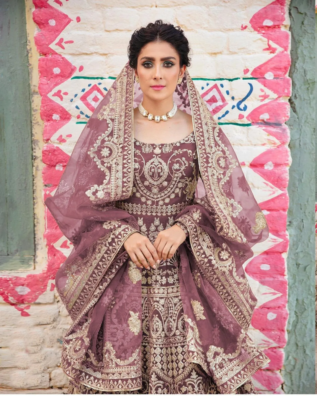 Bridal Heavy Embroidered Anarkali Set - Rent