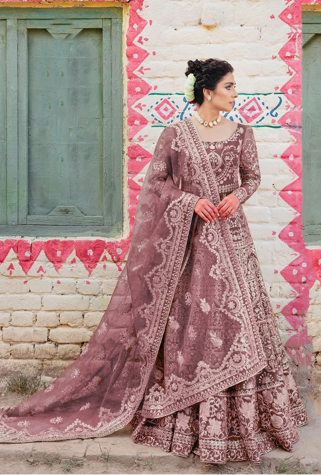 Bridal Heavy Embroidered Anarkali Set - Rent