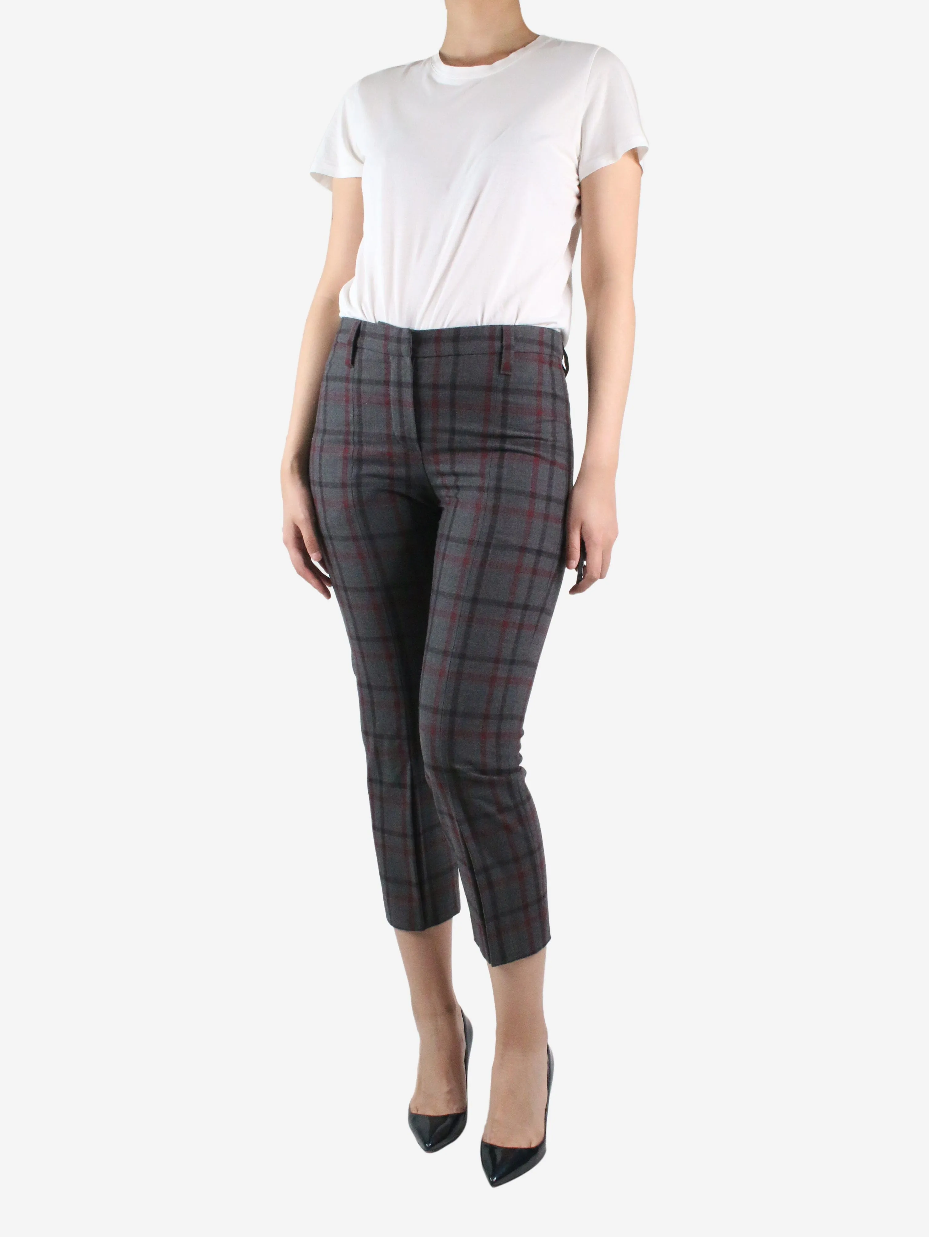 Brunello Cucinelli Grey check patterned trousers - size US 4