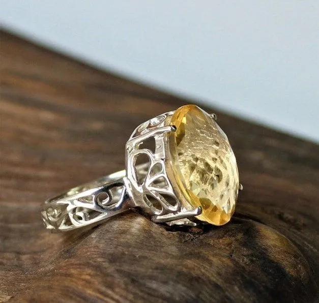 Citrine Oval Gemstone 925 Sterling Silver Handmade Designer Ring