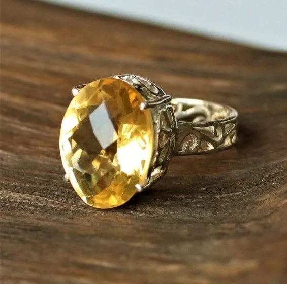 Citrine Oval Gemstone 925 Sterling Silver Handmade Designer Ring