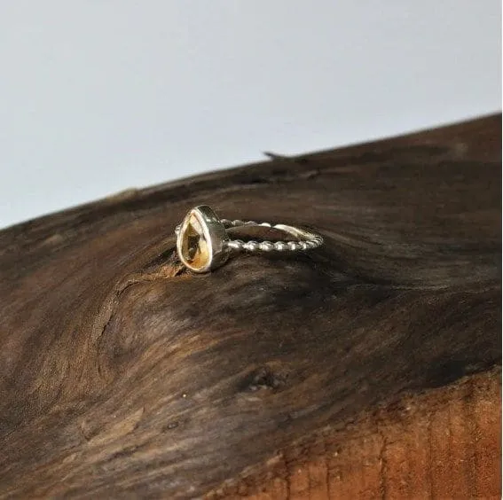 Citrine Pear Shaped 925 Sterling Silver Stylish Handmade Ring