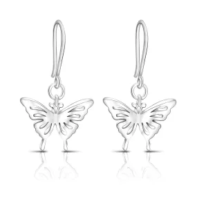 Classic Silver Butterfly Dangling Earrings