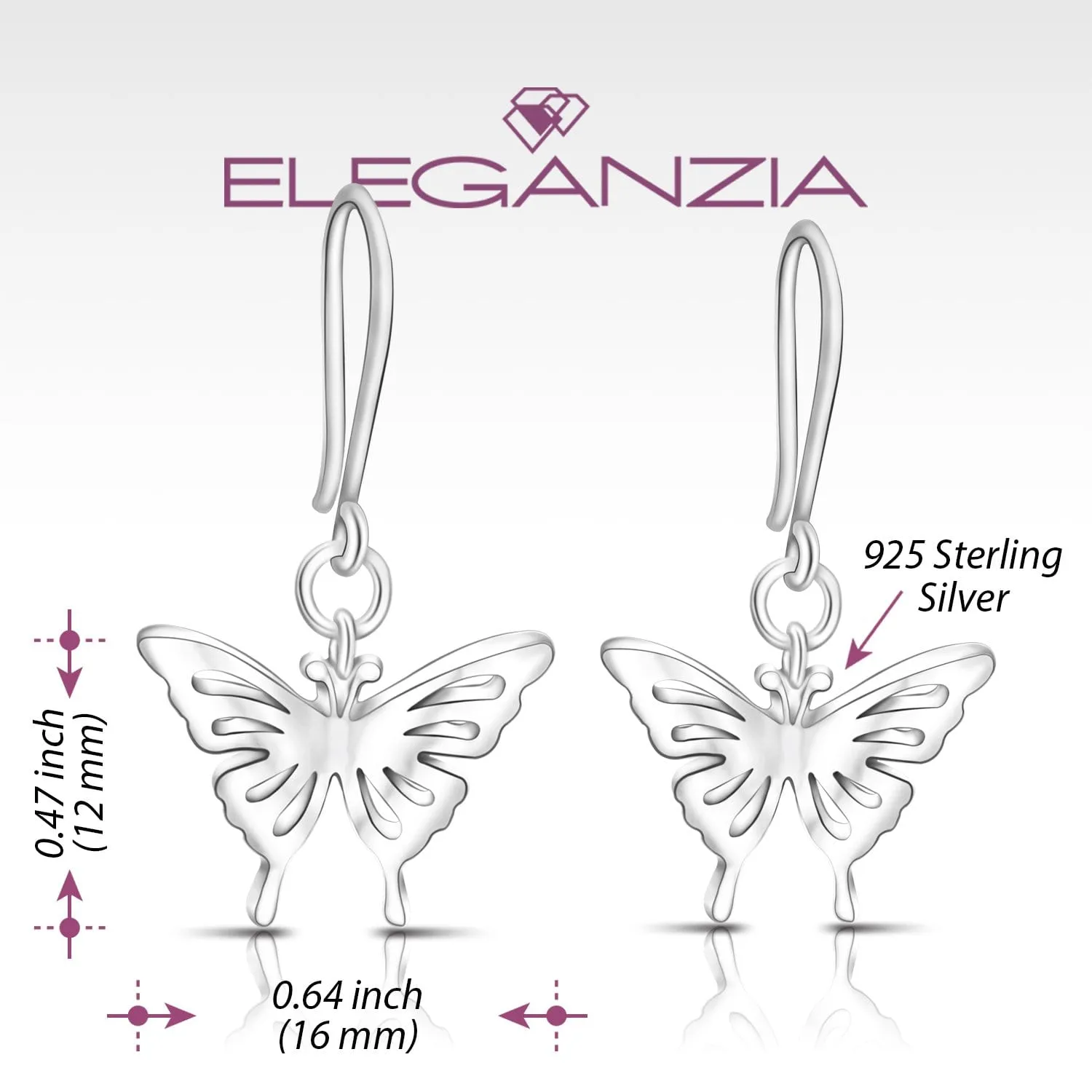 Classic Silver Butterfly Dangling Earrings